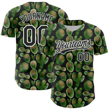 Load image into Gallery viewer, Custom Black White 3D Pattern Design Cactus Festival Authentic Baseball Jersey