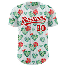 Загрузить изображение в средство просмотра галереи, Custom White Red 3D Pattern Design Cactus Festival Authentic Baseball Jersey