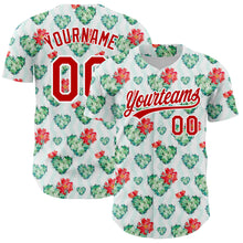 Загрузить изображение в средство просмотра галереи, Custom White Red 3D Pattern Design Cactus Festival Authentic Baseball Jersey