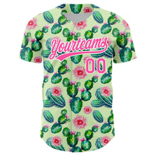 Load image into Gallery viewer, Custom Green Pink-White 3D Pattern Design Cactus Festival Authentic Baseball Jersey