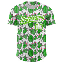 Load image into Gallery viewer, Custom White Aurora Green 3D Pattern Design Cactus Festival Authentic Baseball Jersey