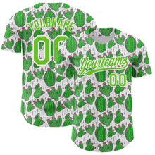 Load image into Gallery viewer, Custom White Aurora Green 3D Pattern Design Cactus Festival Authentic Baseball Jersey