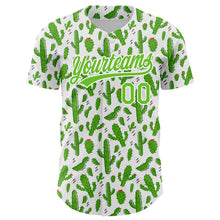 Load image into Gallery viewer, Custom White Aurora Green 3D Pattern Design Cactus Festival Authentic Baseball Jersey