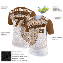 Load image into Gallery viewer, Custom White Brown-Black 3D Pattern Design Ancient Shapes Performance T-Shirt