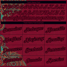 Load image into Gallery viewer, Custom Maroon Black 3D Pattern Floral Design Performance T-Shirt