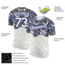 Load image into Gallery viewer, Custom White Blue 3D Pattern Floral Design Performance T-Shirt