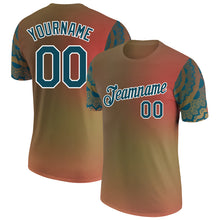 Загрузить изображение в средство просмотра галереи, Custom Orange Teal-White 3D Pattern Floral Design Performance T-Shirt
