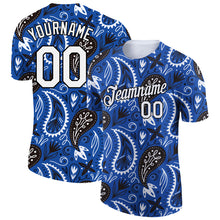 Load image into Gallery viewer, Custom Royal White-Black 3D Pattern Floral Design Performance T-Shirt