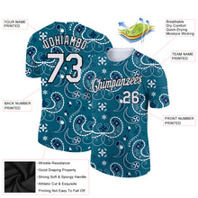 Charger l'image dans la galerie, Custom Teal White-Black 3D Pattern Floral Design Performance T-Shirt