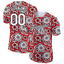 Load image into Gallery viewer, Custom Red White-Black 3D Pattern Floral Design Performance T-Shirt