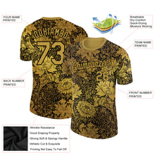 Charger l'image dans la galerie, Custom Old Gold Black 3D Pattern Floral Design Performance T-Shirt