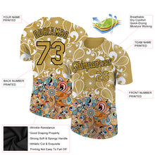 Charger l'image dans la galerie, Custom Old Gold Black 3D Pattern Floral Design Performance T-Shirt