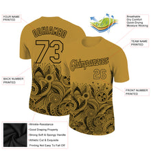 Charger l'image dans la galerie, Custom Old Gold Black 3D Pattern Floral Design Performance T-Shirt
