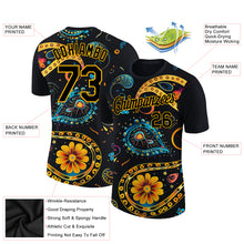 Загрузить изображение в средство просмотра галереи, Custom Black Gold 3D Pattern Floral Design Performance T-Shirt