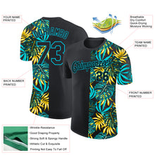 Загрузить изображение в средство просмотра галереи, Custom Black Lakes Blue 3D Pattern Design Hawaii Tropical Palm Leaves Performance T-Shirt