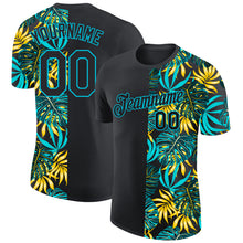 Загрузить изображение в средство просмотра галереи, Custom Black Lakes Blue 3D Pattern Design Hawaii Tropical Palm Leaves Performance T-Shirt