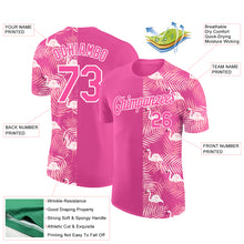 Загрузить изображение в средство просмотра галереи, Custom Pink White 3D Pattern Design Tropical Palm Leaves And Famingo Performance T-Shirt