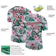 Charger l'image dans la galerie, Custom Pink Medium Pink-Black 3D Pattern Design Hawaii Palm Leaves And Flowers Performance T-Shirt