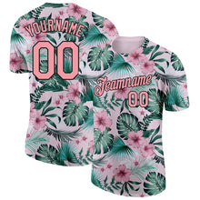 Charger l'image dans la galerie, Custom Pink Medium Pink-Black 3D Pattern Design Hawaii Palm Leaves And Flowers Performance T-Shirt
