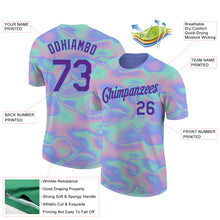 Charger l'image dans la galerie, Custom Light Blue Purple 3D Pattern Design Abstract Trendy Holographic Vaporwave Style Performance T-Shirt