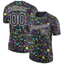 Charger l'image dans la galerie, Custom Graffiti Pattern Black-White 3D Neon Splatter Performance T-Shirt