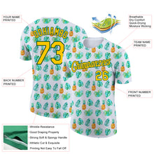 Load image into Gallery viewer, Custom White Yellow-Kelly Green 3D Pattern Design Hawaii Tropical Palm Leaves And Pineapple Performance T-Shirt