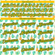 Load image into Gallery viewer, Custom White Yellow-Kelly Green 3D Pattern Design Hawaii Tropical Palm Leaves And Pineapple Performance T-Shirt