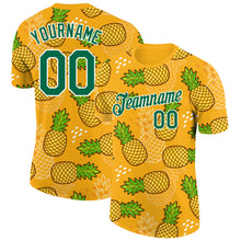Загрузить изображение в средство просмотра галереи, Custom Gold Kelly Green-White 3D Pattern Design Tropical Pineapple Performance T-Shirt