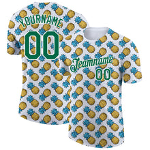 Load image into Gallery viewer, Custom White Kelly Green 3D Pattern Design Tropical Pineapple Performance T-Shirt