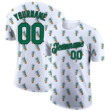 Load image into Gallery viewer, Custom White Kelly Green-Black 3D Pattern Design Hawaii Tropical Pineapple Performance T-Shirt