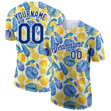 Load image into Gallery viewer, Custom White Royal 3D Pattern Design Hawaii Tropical Palm Leaves And Lemon Performance T-Shirt