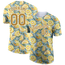 Load image into Gallery viewer, Custom White Old Gold 3D Pattern Design Lemon Performance T-Shirt