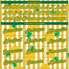 Загрузить изображение в средство просмотра галереи, Custom Yellow Kelly Green 3D Pattern Design Hawaii Tropical Pineapple Performance T-Shirt