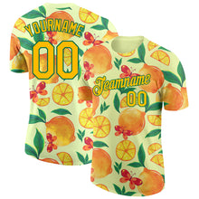 Load image into Gallery viewer, Custom Neon Yellow Yellow-Kelly Green 3D Pattern Design Lemon Performance T-Shirt