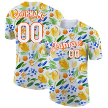 Load image into Gallery viewer, Custom White Orange 3D Pattern Design Abstract Watercolor Flower Performance T-Shirt