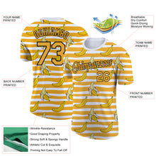 Load image into Gallery viewer, Custom White Yellow-Black 3D Pattern Design Banana Performance T-Shirt