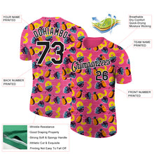Charger l'image dans la galerie, Custom Hot Pink Black-White 3D Pattern Design Hawaii Tropical Palm Leaves And Pineapple Performance T-Shirt