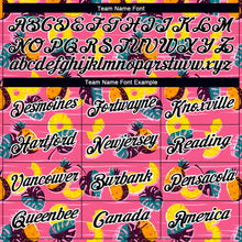 Charger l'image dans la galerie, Custom Hot Pink Black-White 3D Pattern Design Hawaii Tropical Palm Leaves And Pineapple Performance T-Shirt