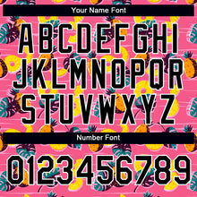 Charger l'image dans la galerie, Custom Hot Pink Black-White 3D Pattern Design Hawaii Tropical Palm Leaves And Pineapple Performance T-Shirt