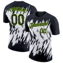 Load image into Gallery viewer, Custom Black Neon Green-White 3D Pattern Design Abstract Sharp Shape Performance T-Shirt