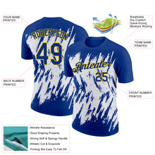 Load image into Gallery viewer, Custom Royal White-Yellow 3D Pattern Design Abstract Sharp Shape Performance T-Shirt