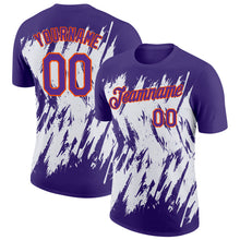 Load image into Gallery viewer, Custom Purple White-Orange 3D Pattern Design Abstract Sharp Shape Performance T-Shirt
