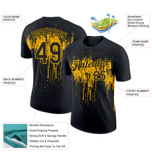 Загрузить изображение в средство просмотра галереи, Custom Black Gold 3D Pattern Design Dripping Splatter Art Performance T-Shirt