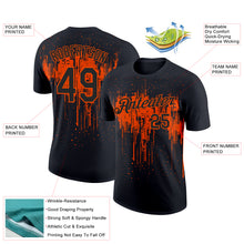 Загрузить изображение в средство просмотра галереи, Custom Black Orange 3D Pattern Design Dripping Splatter Art Performance T-Shirt
