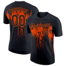 Загрузить изображение в средство просмотра галереи, Custom Black Orange 3D Pattern Design Dripping Splatter Art Performance T-Shirt