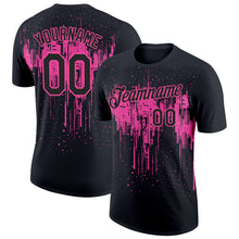 Load image into Gallery viewer, Custom Black Pink 3D Pattern Design Dripping Splatter Art Performance T-Shirt