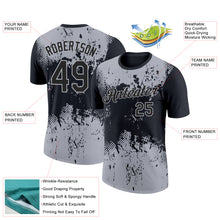 Load image into Gallery viewer, Custom Black Gray 3D Pattern Design Dripping Splatter Art Performance T-Shirt