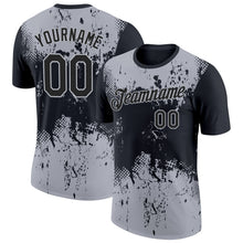 Load image into Gallery viewer, Custom Black Gray 3D Pattern Design Dripping Splatter Art Performance T-Shirt