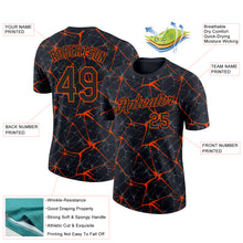 Загрузить изображение в средство просмотра галереи, Custom Black Orange 3D Pattern Design Abstract Network Performance T-Shirt