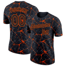 Загрузить изображение в средство просмотра галереи, Custom Black Orange 3D Pattern Design Abstract Network Performance T-Shirt